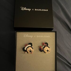 DISNEY x BAUBLEBAR NEW Minnie & Mickey Christmas Holiday Santa Hat Earrings New
